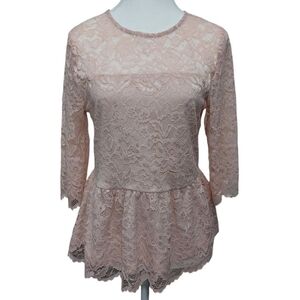 Suzy Shier Pink Lace Blouse